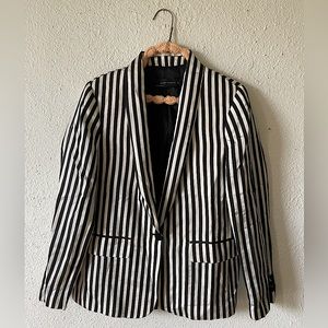 Zara Woman Black & White Striped Blazer Size Large